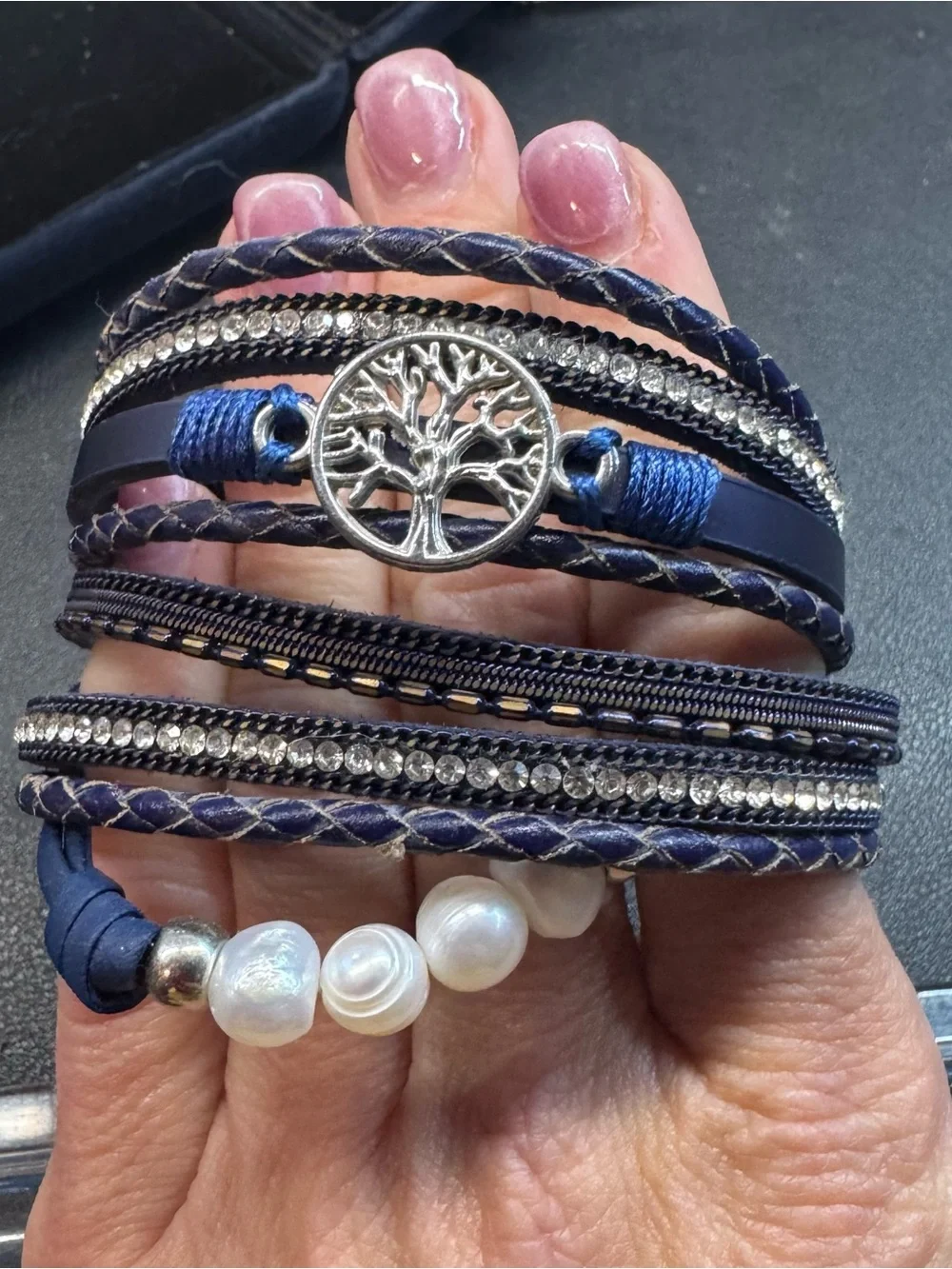 Set of 4 Women's Multi-Stack Bracelet Sets in Blue, Silver, Navy, and Pastel